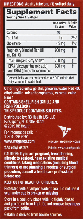 MegaRed 4 in 1 Omega-3 Fish & Krill Oil 900mg Softgels 40ct