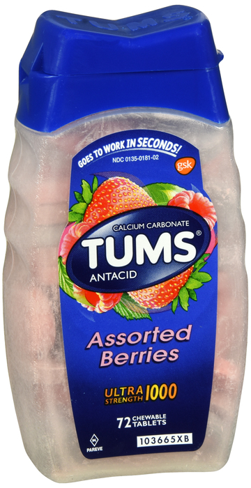 Tums Ultra Strength Assorted Berries Chewable Tablets 72ct