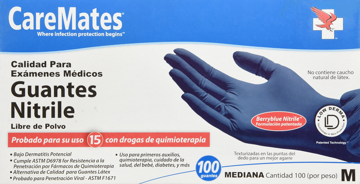 Gloves CareMates Nitrile Powder-Free M 100ct