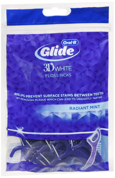 ORAL B FLOSS PICK 3D WHITE MINT BAG 75CT