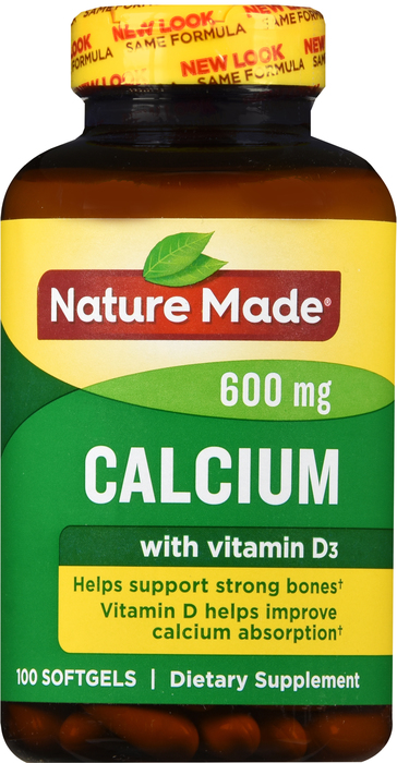 Nature Made Calcium 600mg w/Vitamin D Softgels 100ct