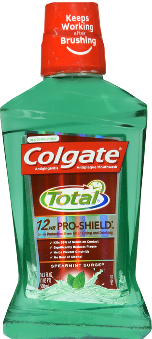 Colgate Total 12 HR Pro-Shield Antibacterial Alcohol-Free Mouthwash, Spearmint Surge 16.9oz