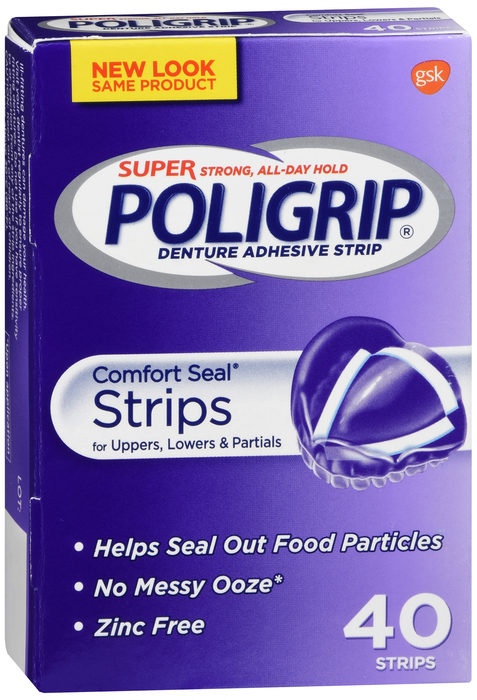 Poligrip Comfort Seal Denture Adhesive Strips 40ct