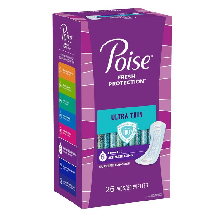 POISE ULTRATHIN LONG PAD 2X26CT