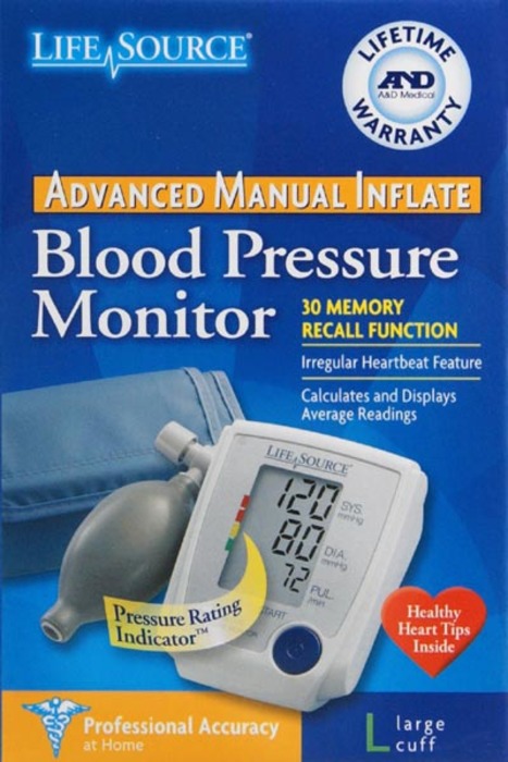 LifeSource Blood Pressure Monitor Advanced Manual Inflate L