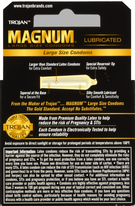 Trojan Magnum Large Lubricated Condoms 3ct