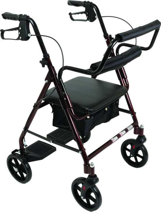 Transport Rollator With 8" Wheels Burgundy