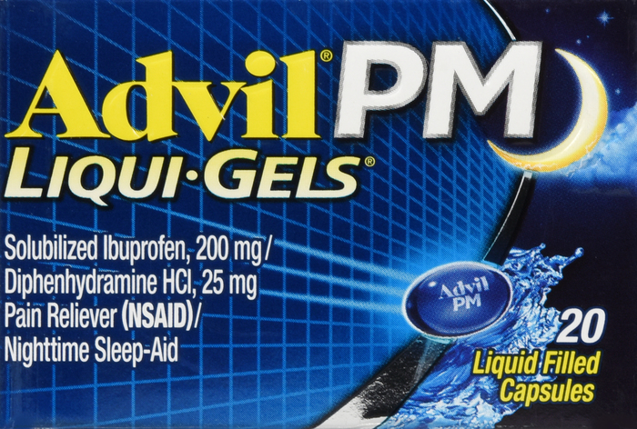 Advil PM Ibuprofen Pain Reliever/Nighttime Sleep-Aid 200mg Liqui-Gels 20ct