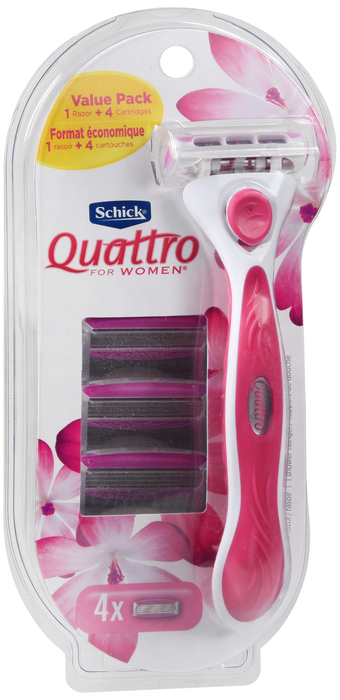 Schick Quattro for Women Women's Razor + 4 Blade Refills 4ct