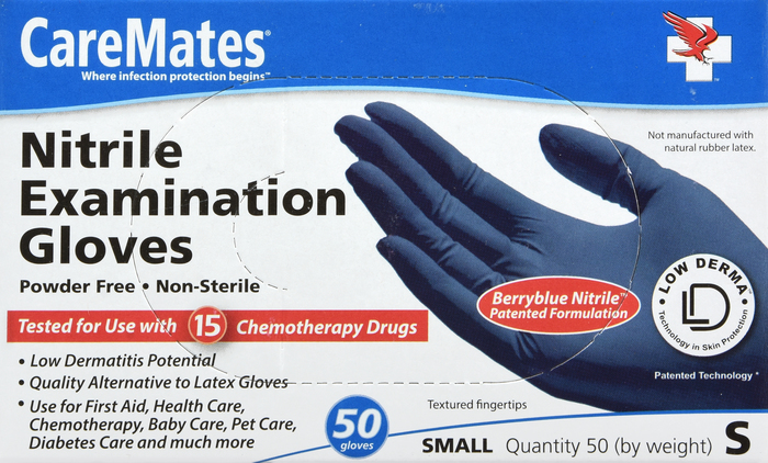 Gloves CareMates Nitrile Powder-Free S 50ct