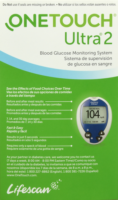 OneTouch Ultra2 Blood Glucose Monitoring System 1ct