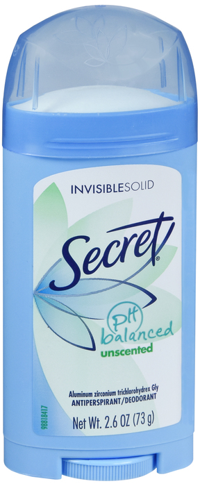 Secret Invisible Solid Unscented Deodorant 2.6oz