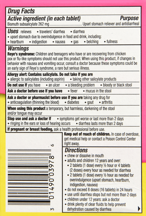 Pepto Bismol 5 Symptom Stomach Relief Cherry Chewable Tablets 30ct