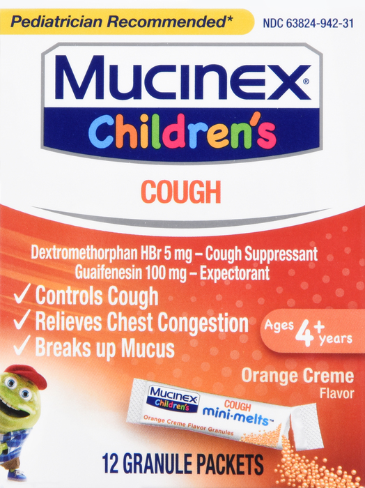 Mucinex Children's Cough Mini-Melt Orange Creme Flavor Granule Packets 12ct