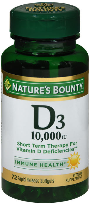 Nature's Bounty Vitamin D-3 10000IU Softgel 72ct