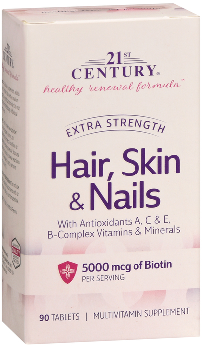 21st Century Extra Strength Hair, Skin & Nails Dietary Supplement Tablets 90ct