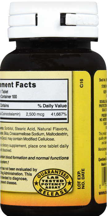 Nature's Blend Vitamin B-12 2500mcg Tablets 100ct