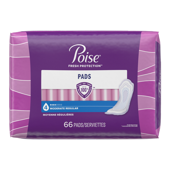 Poise Incontinence Moderate Absorbency Regular Length Pads 66ct