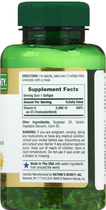 Nature's Bounty Vitamin D3 2000IU Softgels 240ct