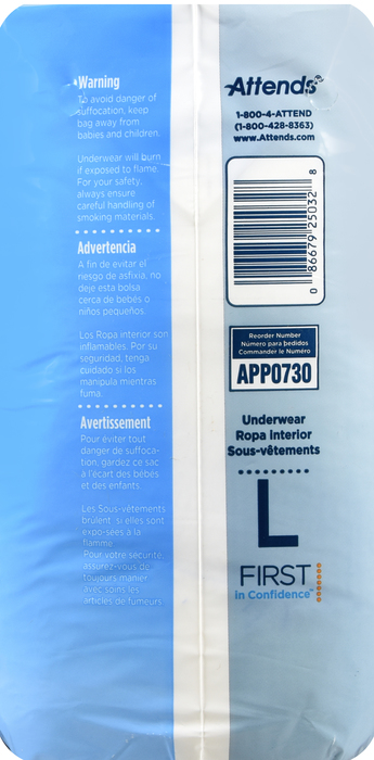 ATTENDS PROTECTIVE UNDERWEAR SUPER PLUS ABSORBENCY LARGE 4X18CT