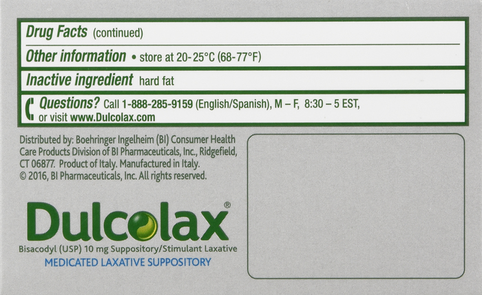 DULCOLAX 10MG SUPPOSITORY 28CT