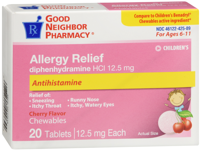 Good Neighbor Pharmacy Children's Allergy Relief 12.5mg Cherry Flavor Chewable Tablets 20ct