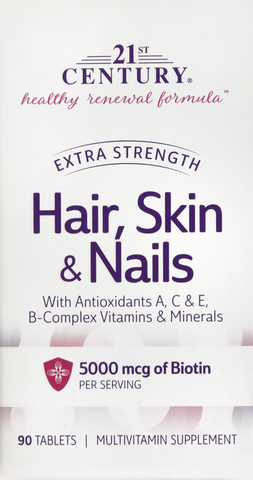 21st Century Extra Strength Hair, Skin & Nails Dietary Supplement Tablets 90ct