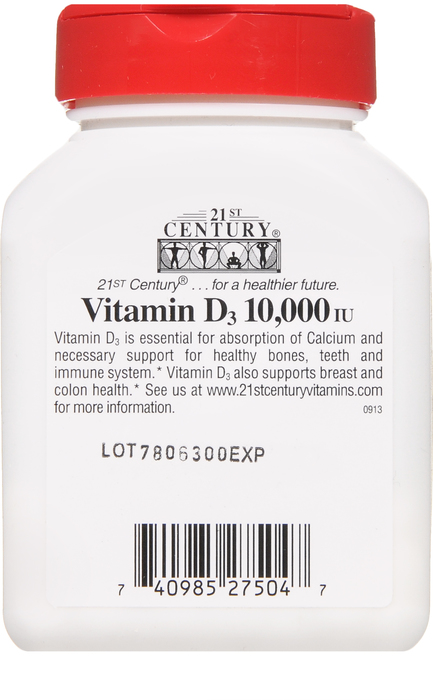 21st Century Vitamin D3 10,000 IU Softgels 110ct