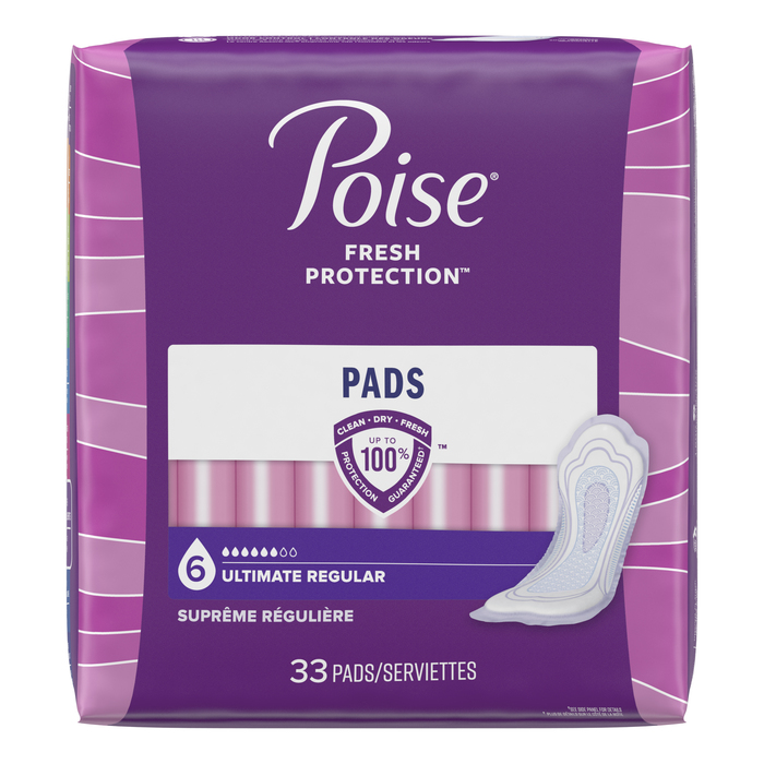 Poise Regular Length Ultimate Absorbency Pads 33ct