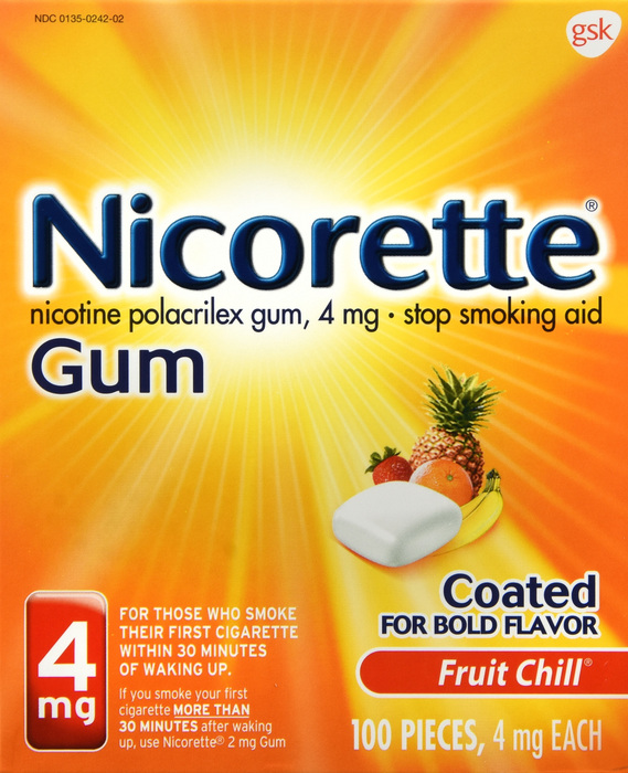 Nicorette Stop Smoking Aid 4mg Fruit Chill Coated Gum 100ct