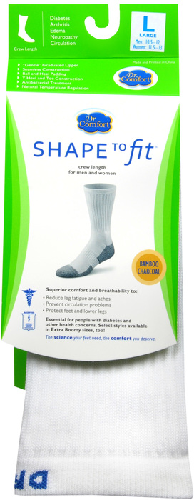 Dr. Comfort Diabetic White Crew Socks Large 1ct