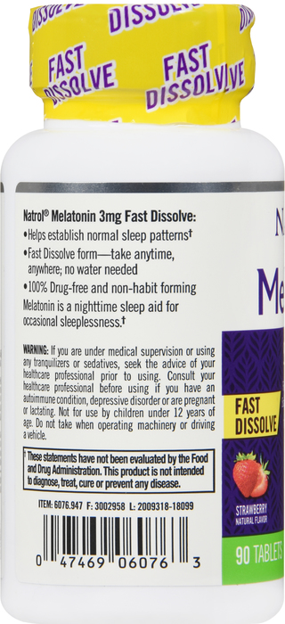 Natrol Melatonin 3mg Strawberry Fast Dissolve Tablets 90ct