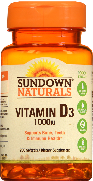 Sundown Vitamin D3 1000IU Softgels 200ct