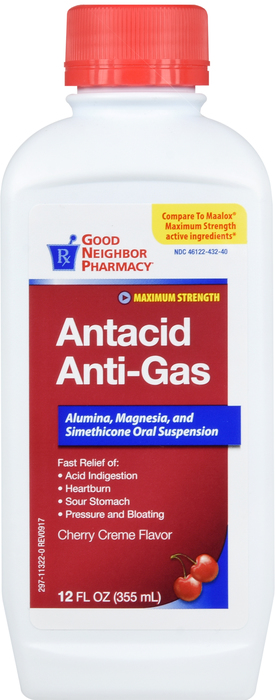 Good Neighbor Pharmacy Antacid Anti-Gas Maximum Strength Cherry Creme Flavor 12oz