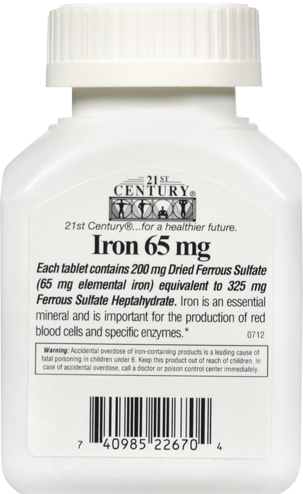 21st Century Iron 65mg & Ferrous Sulfate 325mg Tablets 120ct