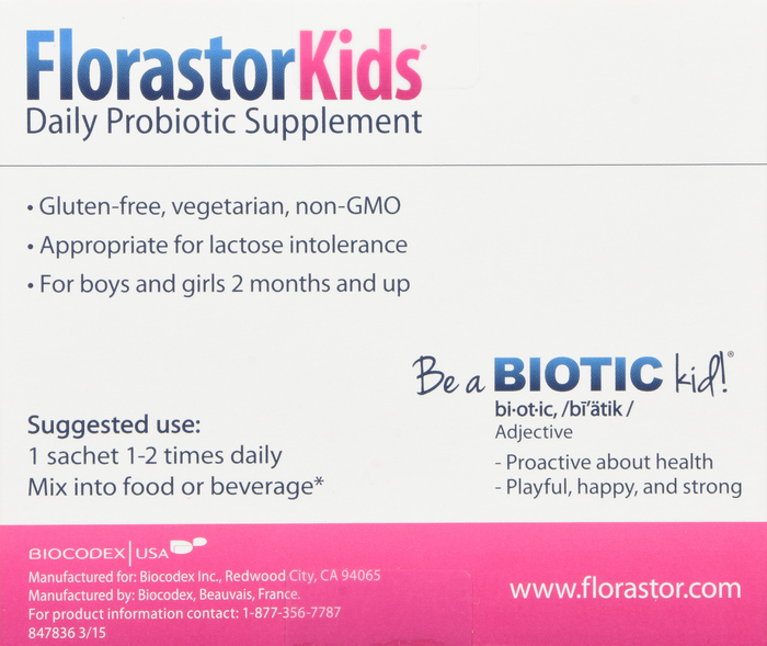 Florastor Kids Daily Probiotic Supplement 250mg Packets 20ct