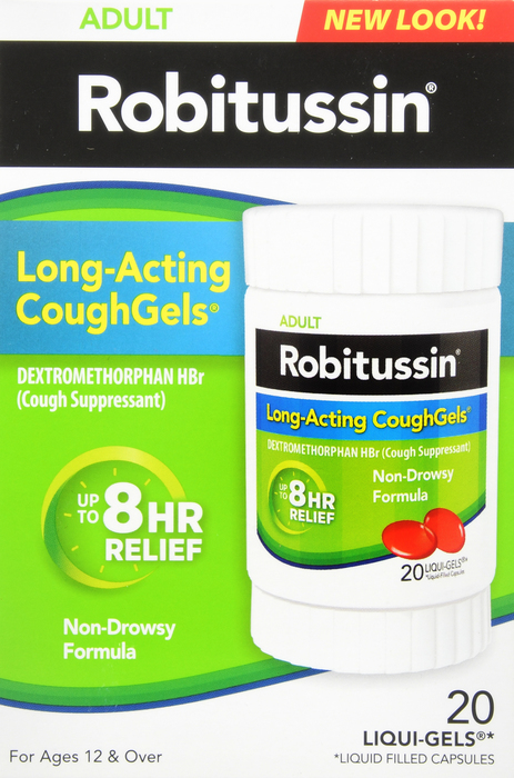 ROBITUSSIN LONG-ACTING COUGHGELS 20 CT