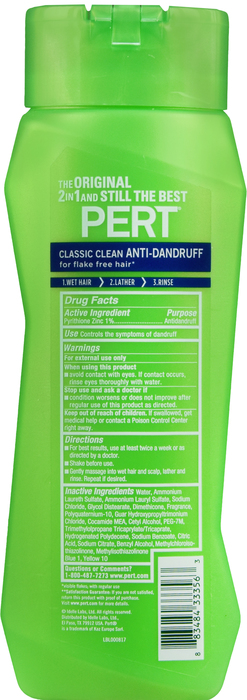 Pert Classic Clean 2 in 1 Anti Dandruff Shampoo & Conditioner 13.5oz