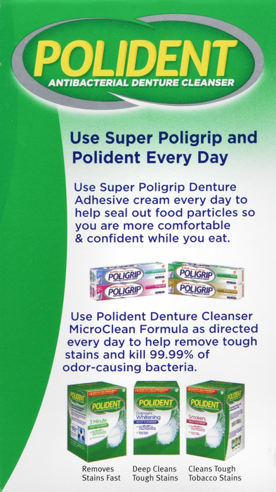 Polident Antibacterial Denture Cleanser Effervescent Tablets 40ct