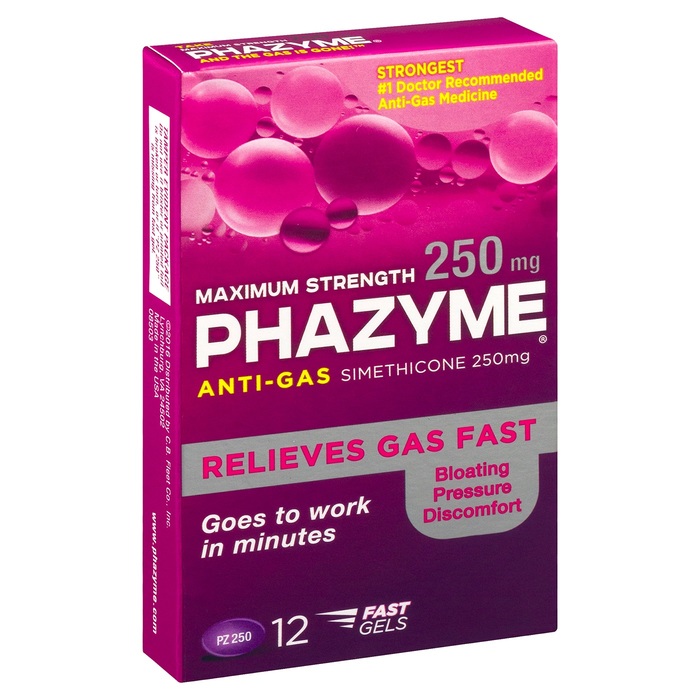 Phazyme Maximum Strength 250mg Gas Relief Fast Gels 12ct