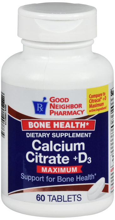 Good Neighbor Pharmacy Calcium Citrate +D3 Maximum Tablets 60ct