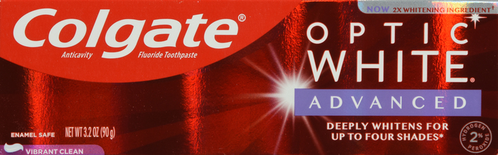 Colgate Optic White Advanced Teeth Whitening Toothpaste, Vibrant Clean 3.2oz