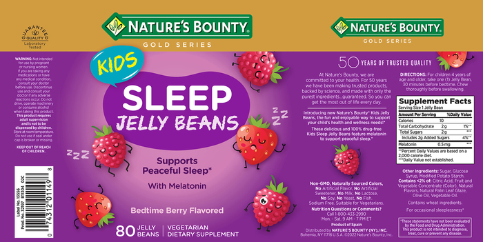 KIDS SLEEP JELLY BEAN 80CT NAT BOUNTY