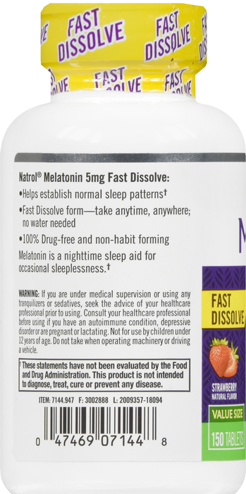 MELATONIN 5MG FD STRAW TAB 150CT NATROL