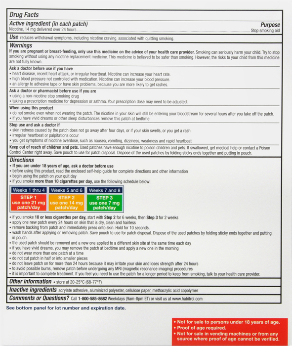 Habitrol Nicotine Transdermal System 14mg Stop Smoking Aid Patch 7ct