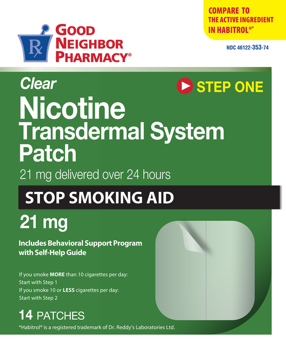 Good Neighbor Pharmacy Nicotine Clear Patch Step 1 21mg 14ct