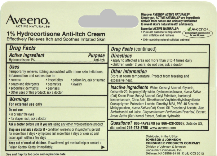 AVEENO ACTIVE NATURALS CREAM ANTI ITCH 1% HYDROCORTISONE 1OZ