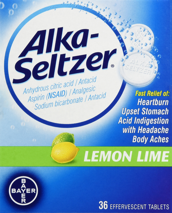 ALKA-SELTZER LEMON LIME TABLET 36CT