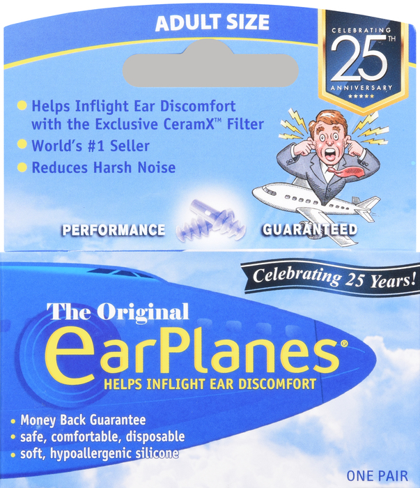 Adult Earplanes Flight Pressure Earplugs 1ct