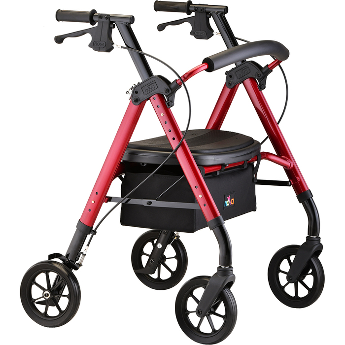 NOVA STAR 8 DELUXE WIDE ROLLATOR RED DS